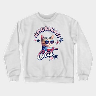 Funny American Cool Cat Crewneck Sweatshirt